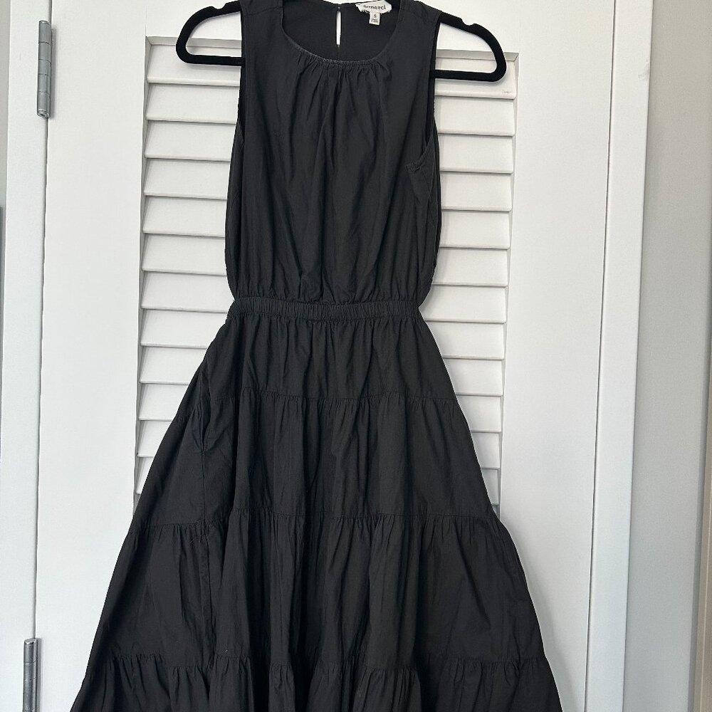 Black Open Back Dress With Pockets, Size S